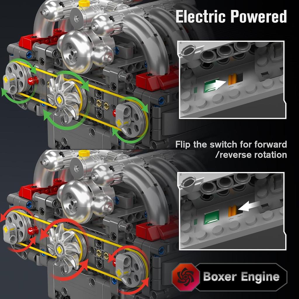 MOULD KING 10193 Техническая часть автомобиля Игрушки Моторизованный оппозитный двигатель Строительный блок Новые горизонтально-оппозитные двигательные блоки