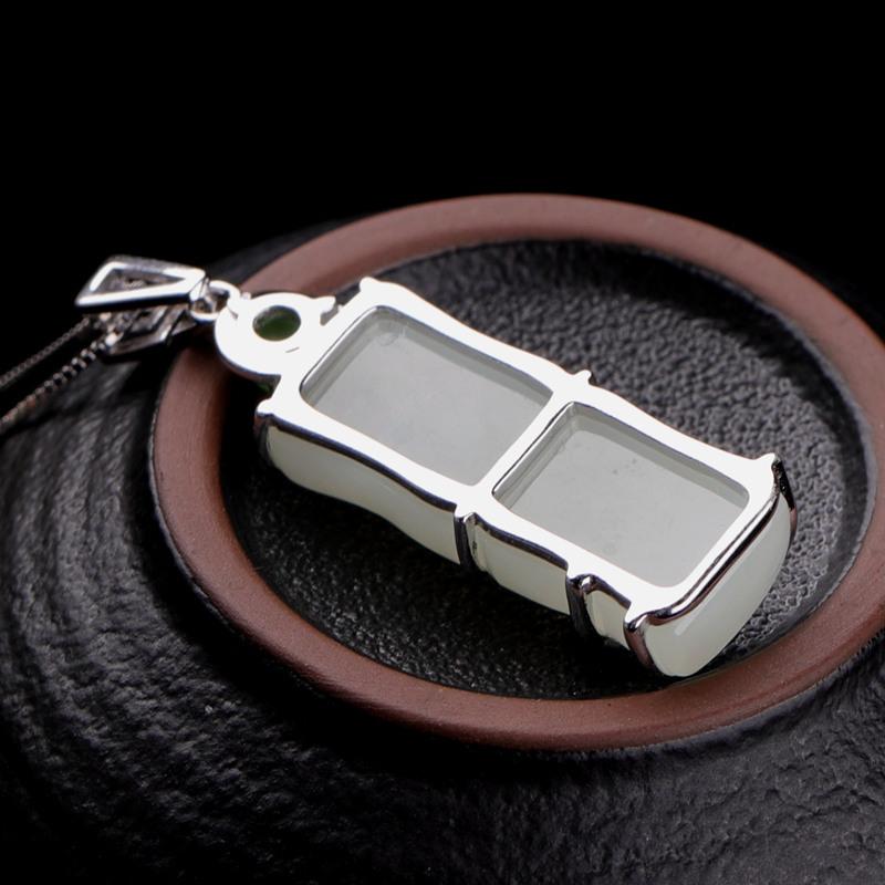 Танциз Стерлингового Серебра 925 Классическое Женское Нефритовое Ожерелье Кулон Циркон Модный Подарок