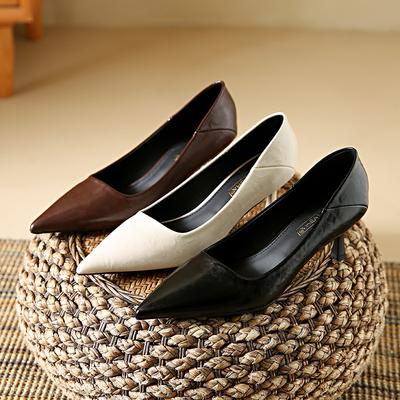 Туфли-лодочки на низком каблуке для женщин Кожаные туфли с закрытым носком и острым носком Каблуки-рюмочки Удобные туфли-лодочки на шпильке для работы, офиса, бизнеса, свадьбы, платья