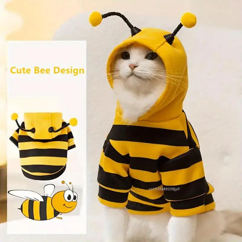 Dogs & Cats Bee Pet Puppy Coat Apparel Outfit Dog Hoodies Winter Warm Cat Cosplay Costume Holiday Outfit for Small Medium