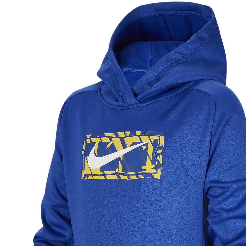 Nike Therma-Fit Multi-Logo Print Hoodie Kids Hoodies Blue FD4021-480