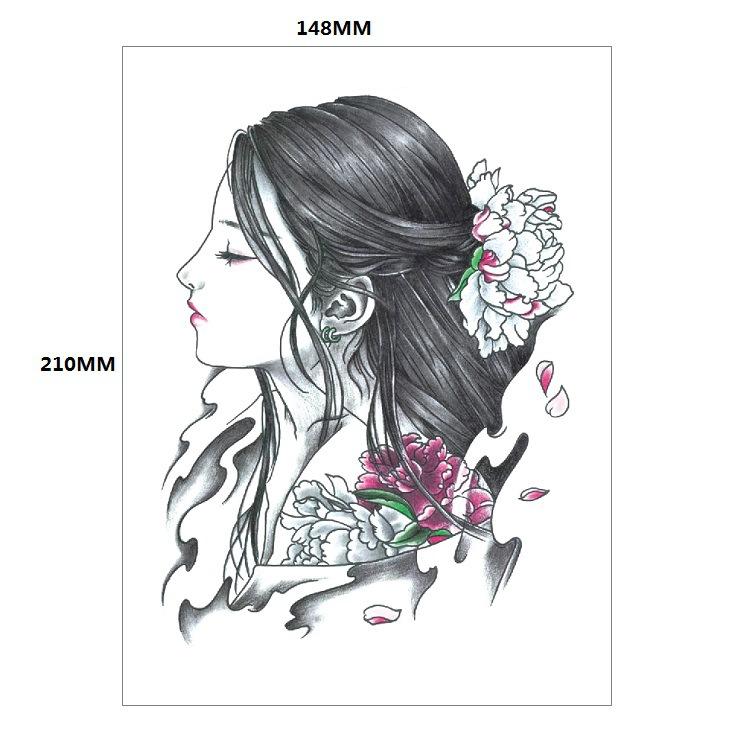 Традиционная красивая женщина персонаж слезы гейши цветная вода переводная цветочная рука анти-реальная татуировка наклейка татуировка