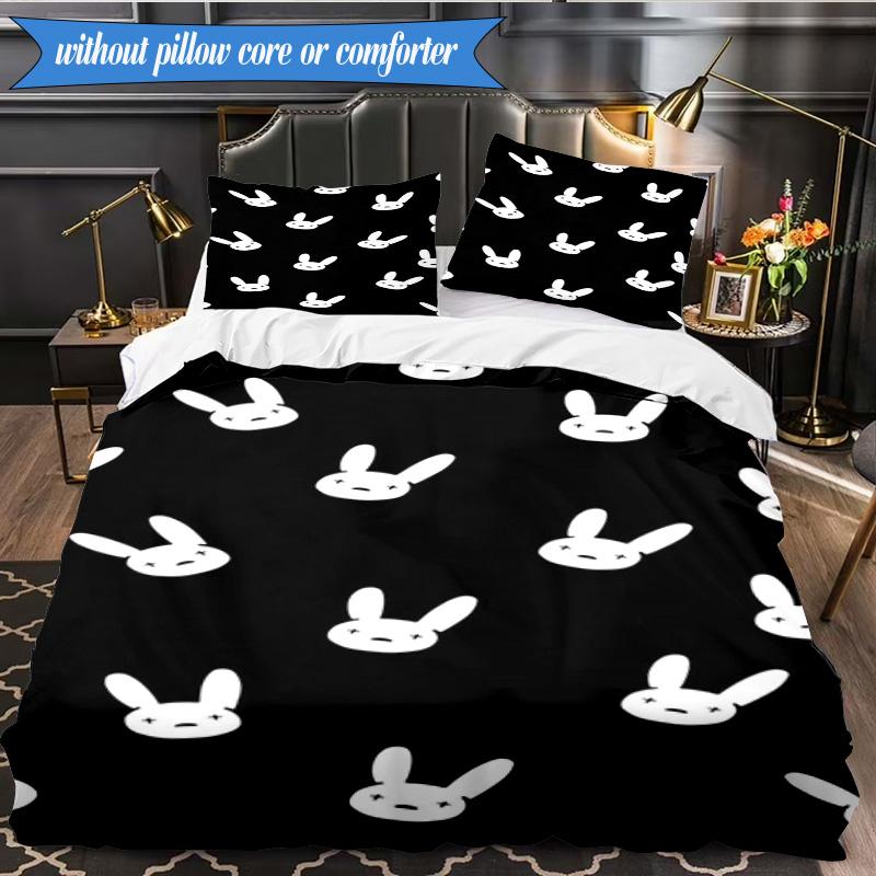 Bad Bunny Collage 3pcs K-pop music group Bedding set,Ideal for Bedroom, Dormitory,Including Duvet Cover And 2pcs Pillowcases,Fan gifts