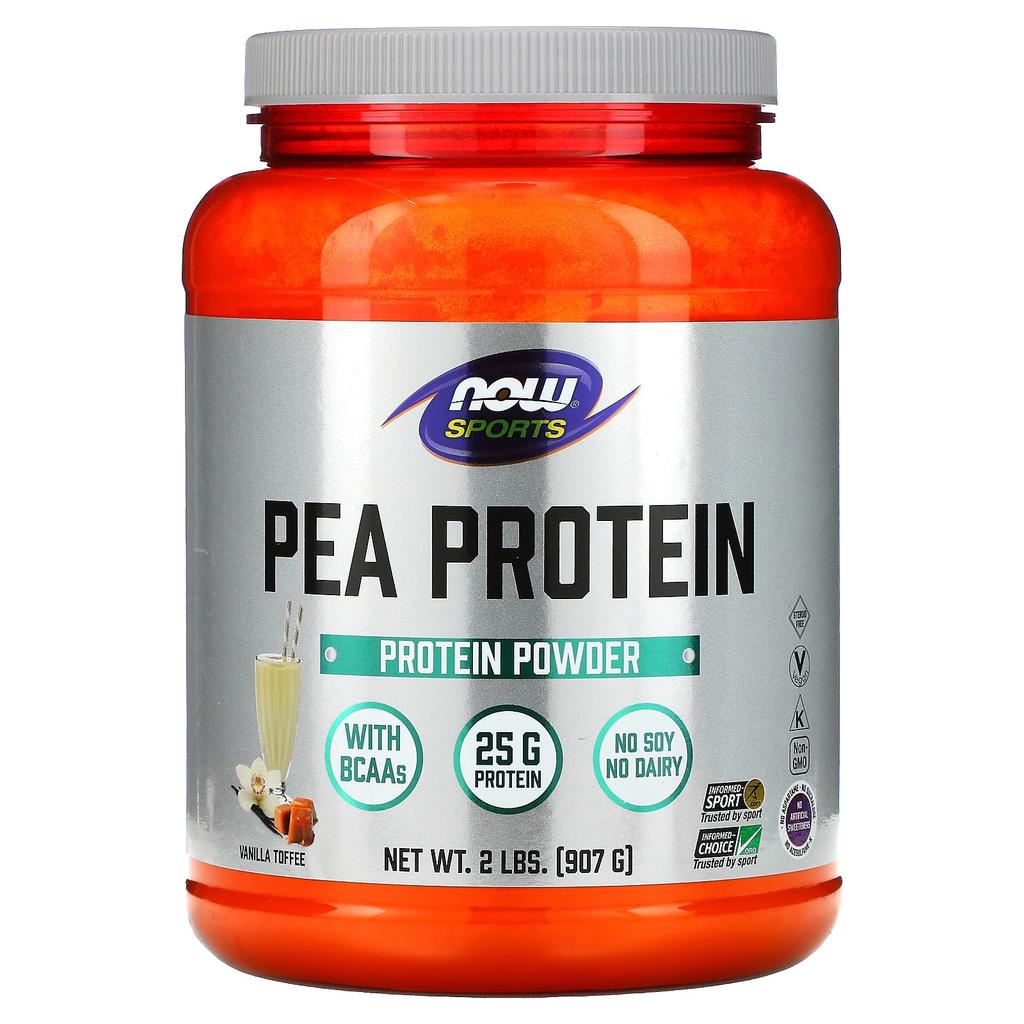Now Foods Sports, Pea Protein, Vanilla Toffee, 2 Lbs (907 G)