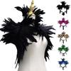 Gothic Style Feather Fake Collar Party Scarf Feather Shrug for Women and Men