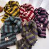 Autumn And Winter New Color Blocked Wool Knitted Scarf Medium Length Versatile Shawl Neck Warmer For Women
