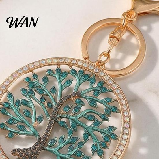 Key Holder Keychain Pendant Rhinestones Inlaid Tree of Life Design Decorative Durable Alloy Chain with Anti-Oxidation Lobster Clasp Backpacks