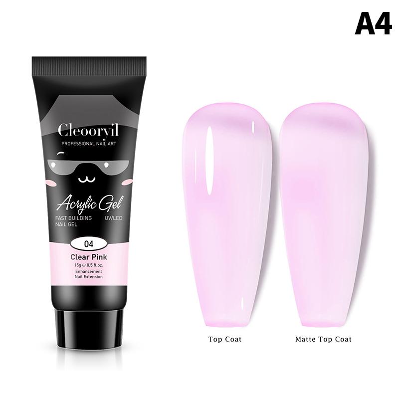 15 мл Многоцветный Поли Гель Лак Акриловый Клей для Наращивания Профессиональный Полуперманентный Резина Арт Клей для Ногтей