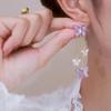 Серьги-бабочки из фиолетового кристалла с иглой из серебра S925 - Элегантный дизайн с длинной кисточкой