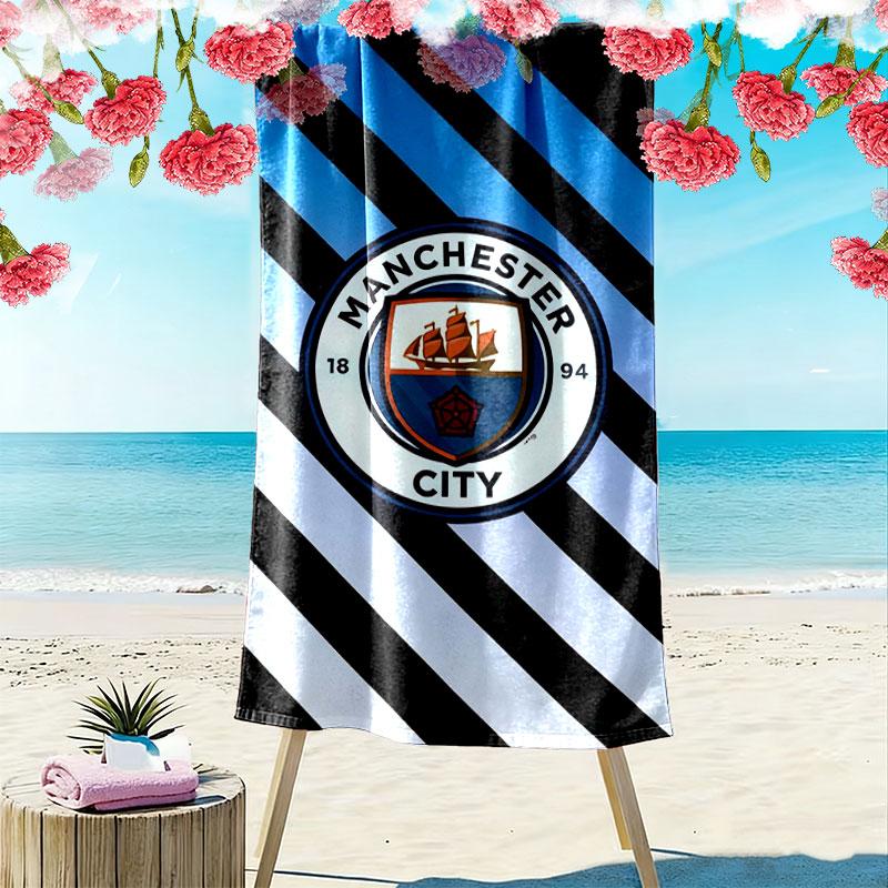 Manchester City team Print Beach Towel, Large Soft Quick Dry Towel for Beach Camping Swimming