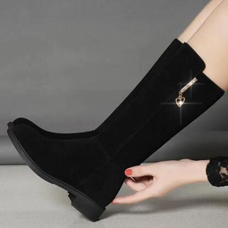 Женская обувь 2026 Новые теплые меховые снегоступы Зимние повседневные хлопковые ботинки для женщин Модные ботинки на боковой молнии Зимние ботинки Высокие сапоги