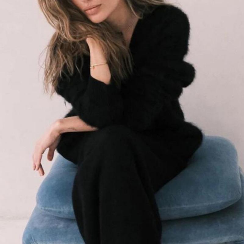 Женский осенне-зимний вязаный кардиган с перекрещивающимися нитями, куртка с длинными рукавами, имитация норки, свитер вялый стиль