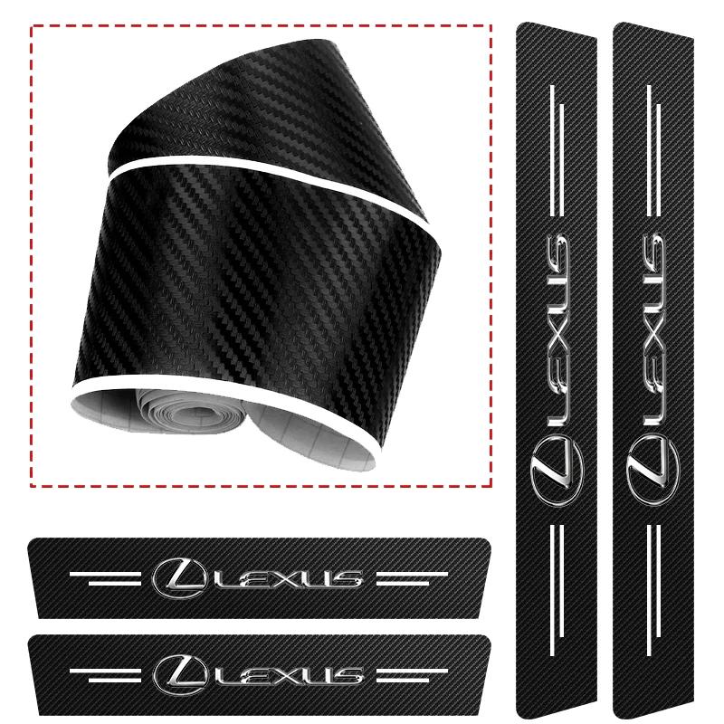 AAPM1 1/4/5Pcs Car Door Sill Scuff Plate Decor Carbon Fiber Stickers For Lexus Fsport UX RX350 RX450h LX600 NX300h GX460 IS300h IS250