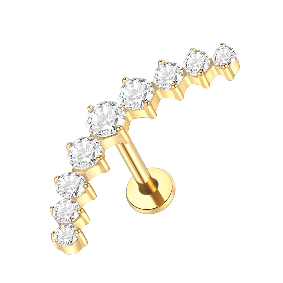 1 шт. Серьга-гвоздик из титана имплантатного качества с цирконием, с внутренней резьбой, Звезда, Лабрет, Пирсинг губы, Монро, Хеликс, Козелок, Пирсинг, Украшение