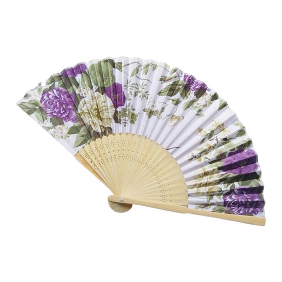 Складной веер в японском стиле с цветком, портативный летний ручной бамбуковый охлаждающий вентилятор, украшение для танцевального представления, реквизит для костюмов для вечеринок