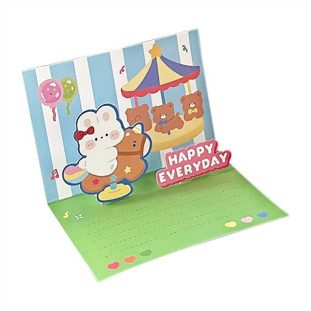 Ins Style Cartoon Birthday Card Cute Folding Postcard Creative Gift Card Friend