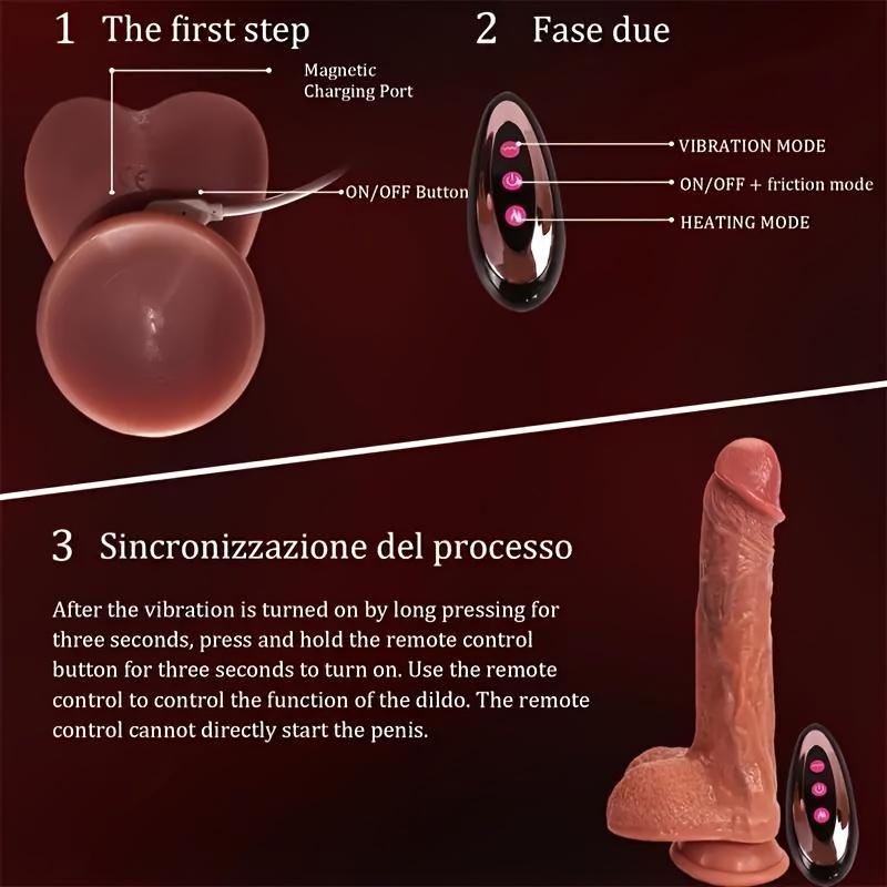 9-дюймовый телескопический качающийся вибрационный нагревательный пенис 10 режимов частот с женской точкой G анус и влагалище, чтобы вызвать оргазм с беспроводным пультом дистанционного управления