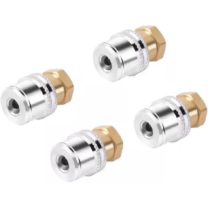 Air Chuck for Tires, 4 Pcs Anti Leakage Lock on 1/4'' FNPT Locking Tire Inflator Chuck Quick Connector Heavy Duty Brass Closed Flow for Air