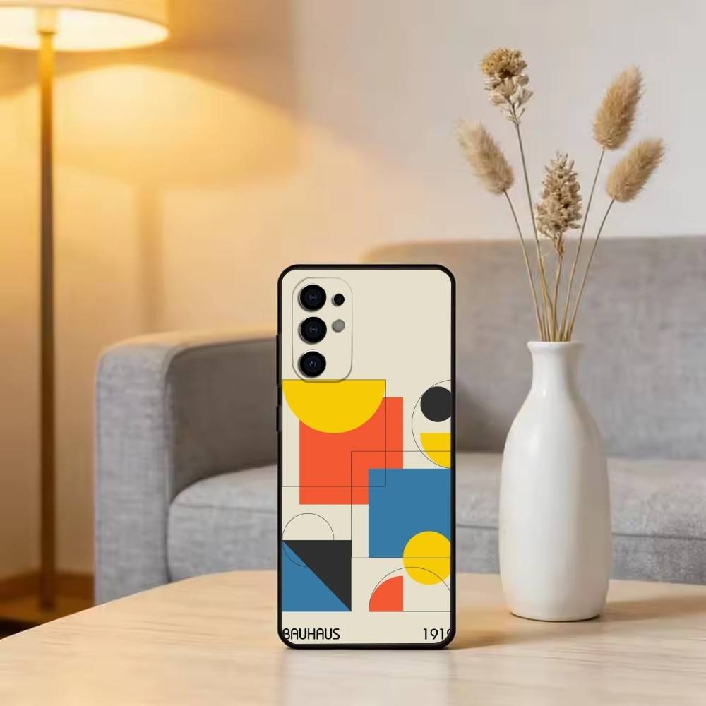 Minimal Bauhaus Pattern Phone Case For Samsung S25,S24,S21,S22,S23,S30,Ultra,S20,Plus,Fe,Lite,Note,10,Black Cover