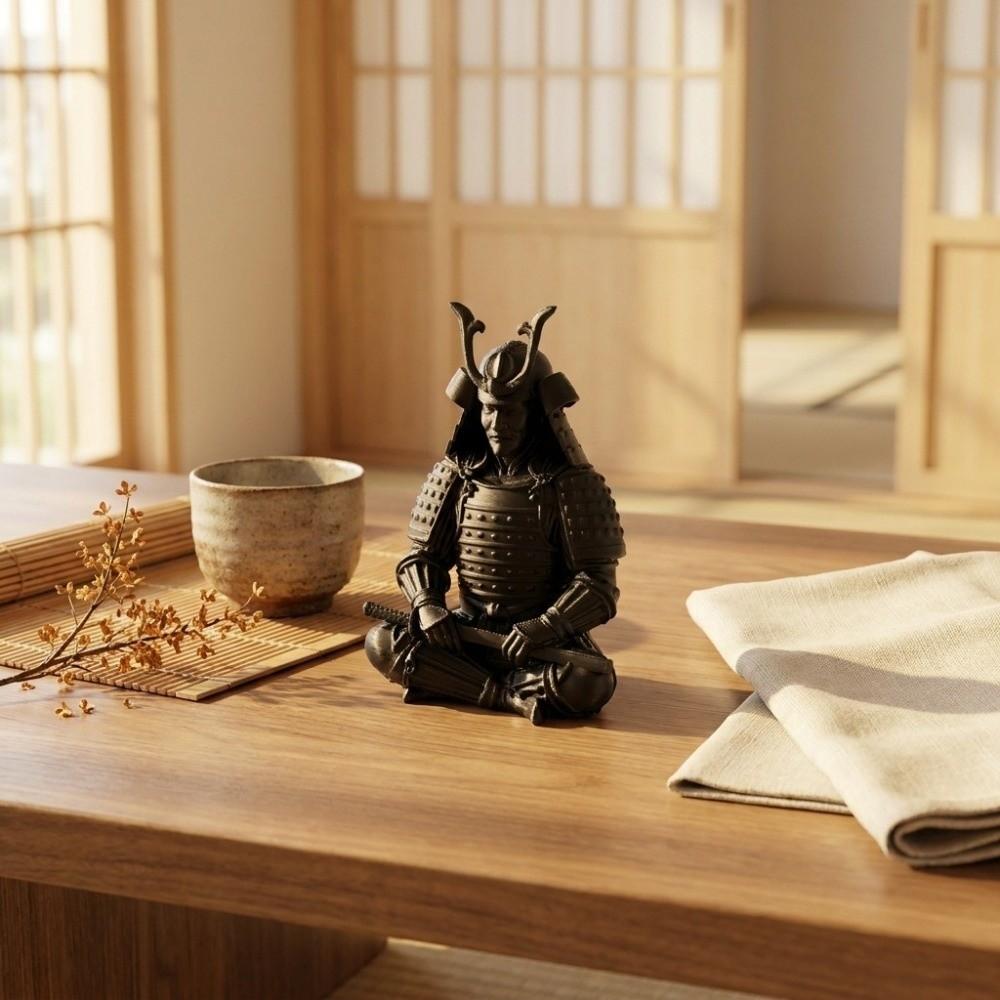 3D Printed Swordsman Figure Dark Style Samurai Sculpture Ancient Style Ninja Statue Home Decor