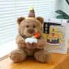 Cute Cake Bear Plush Toy Teddy Birthday Hat Bear Doll Children's Birthday Gift Doll