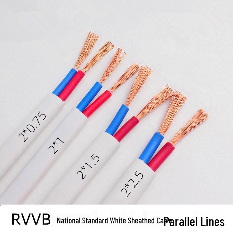 Zhujiang Flame-Retardant Copper Core Cable, White Sheath, ZC-RVVB 2x1, Options: 1.5, 2.5, 4, 6 sq mm (National Standard).