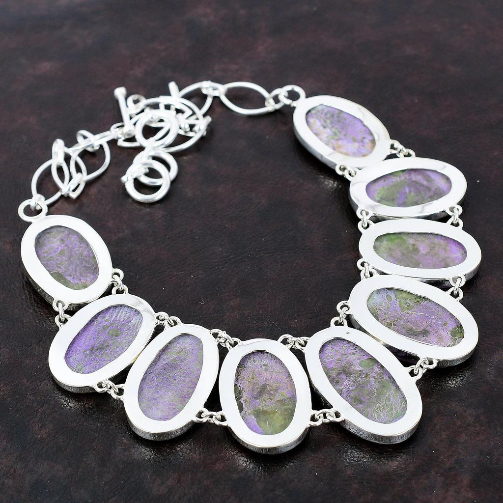 Ожерелье из пурпурита Изящные ювелирные изделия из драгоценных камней Ожерелье из стерлингового серебра 925 пробы Регулируемая цепочка Ожерелье Ювелирные изделия из пурпурита ручной работы Подарок на помолвку