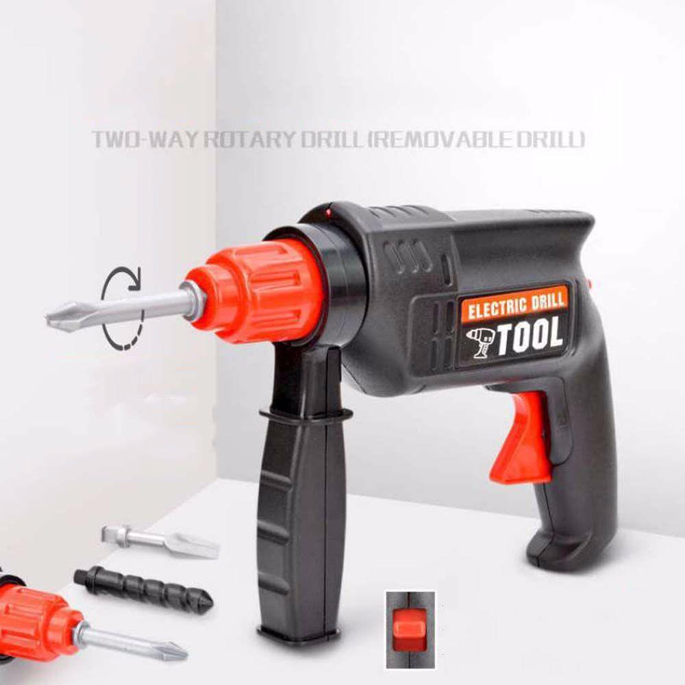 Simulation Electric Drill Maintenance Repair Tool Toy with 3pcs Tips Pretend Play Toy Disassembly Building Game