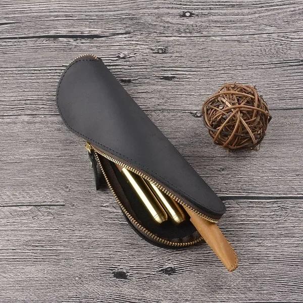 Retro Vintage Leather Pencil Case Leather Handmade Purse Pouch Bag Box Make Up Cosmetic Pen Case Student Stationery Storage Bag
