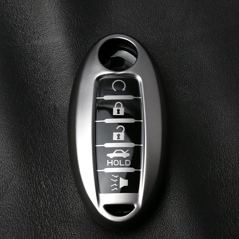 Чехол для ключа автомобиля для Nissan с 5 кнопками, кейс для ключа, ТПУ, металлическо-серый, брелок для Nissan Altima Sentra Rogue Pathfinder Murano Armada M