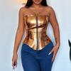 Women's Sexy Shiny Leather Slim-fit Top