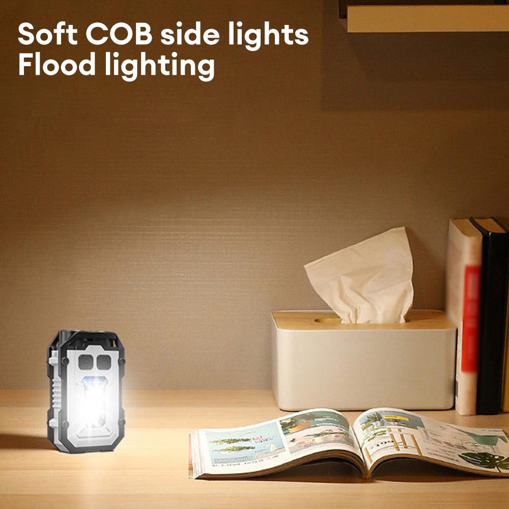 Mini COB Keychain Light Portable Super Bright Camping Flashlight Magnetic Key Chain Torch Work Light Outdoor Emergency Lantern