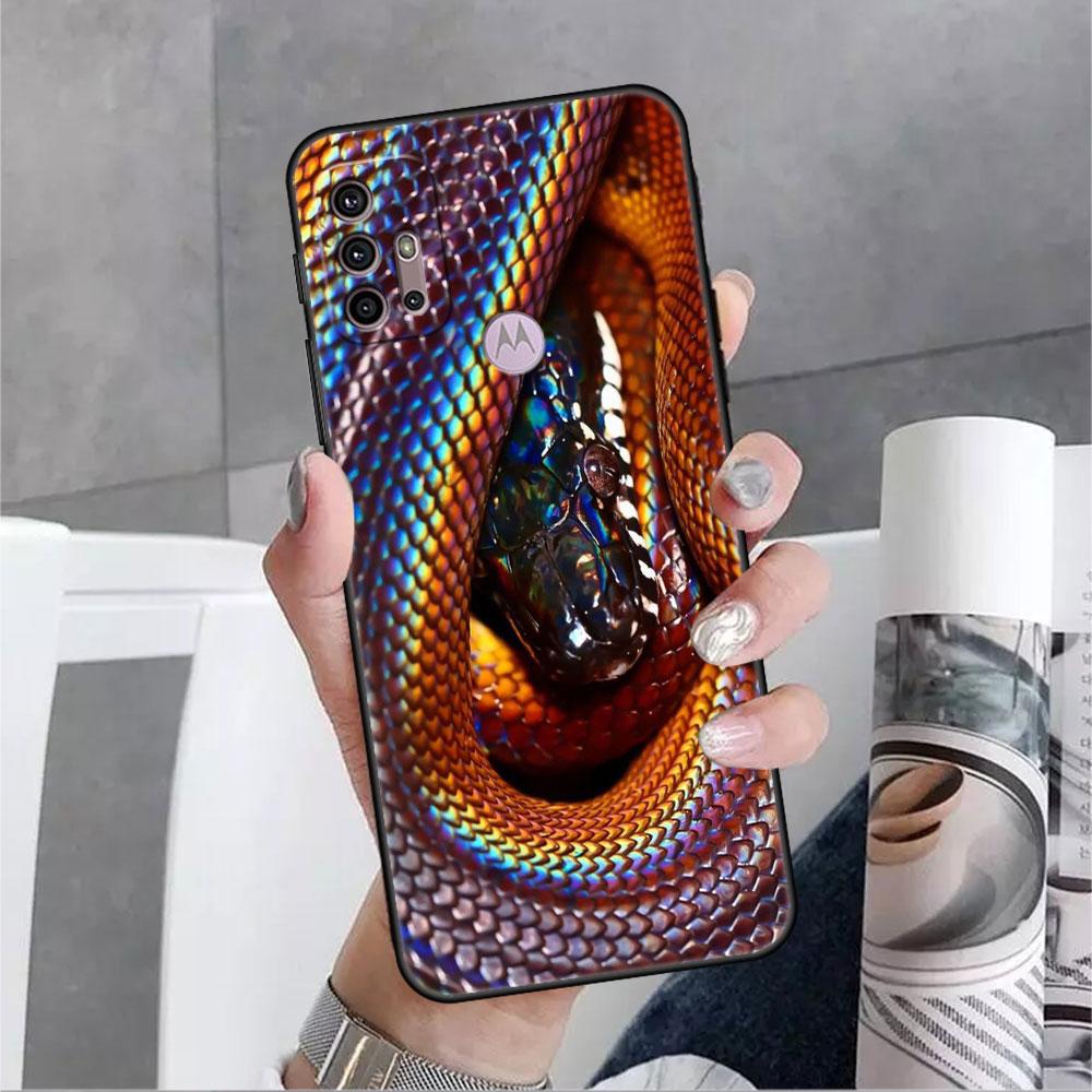 Чехол со змеиным принтом для Motorola G30 G60 G22 G9 Play G82 G52 G8 G9 G50 One Fusion Edge 20, черные мягкие чехлы для телефона