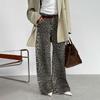 Women's Leopard Print Wide Leg Pants Fall Y2K Loose Casual Trailing Pant