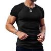 Musgneer Men's Short Sleeve Knit T-Shirt, Crew Neck, Slim Fit, Perfect for Training, Casual, Summer Wear, Black, Size L