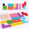 Children Wooden Building Blocks Montessori Toy Coloful Geometric Figure Pillar Blocks Early Educational Toys