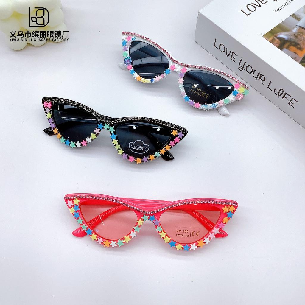 Модные персонализированные детские солнцезащитные очки солнцезащитные очки кошачий глаз Diy Star Chain моделирование солнцезащитный крем солнцезащитные очки Tide
