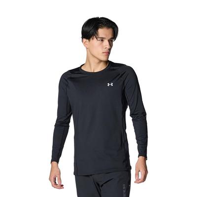 UA HeatGear Облегающая футболка с длинным рукавом и круглым вырезом с принтом Гольф Черный Модный серый M Мужская