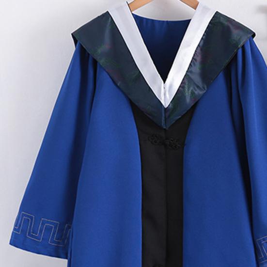 Graduation Gown with Cap Tassel Long Sleeves Anti-Wrinkle Traditional Academic Robe Ceremony Graduation Attire