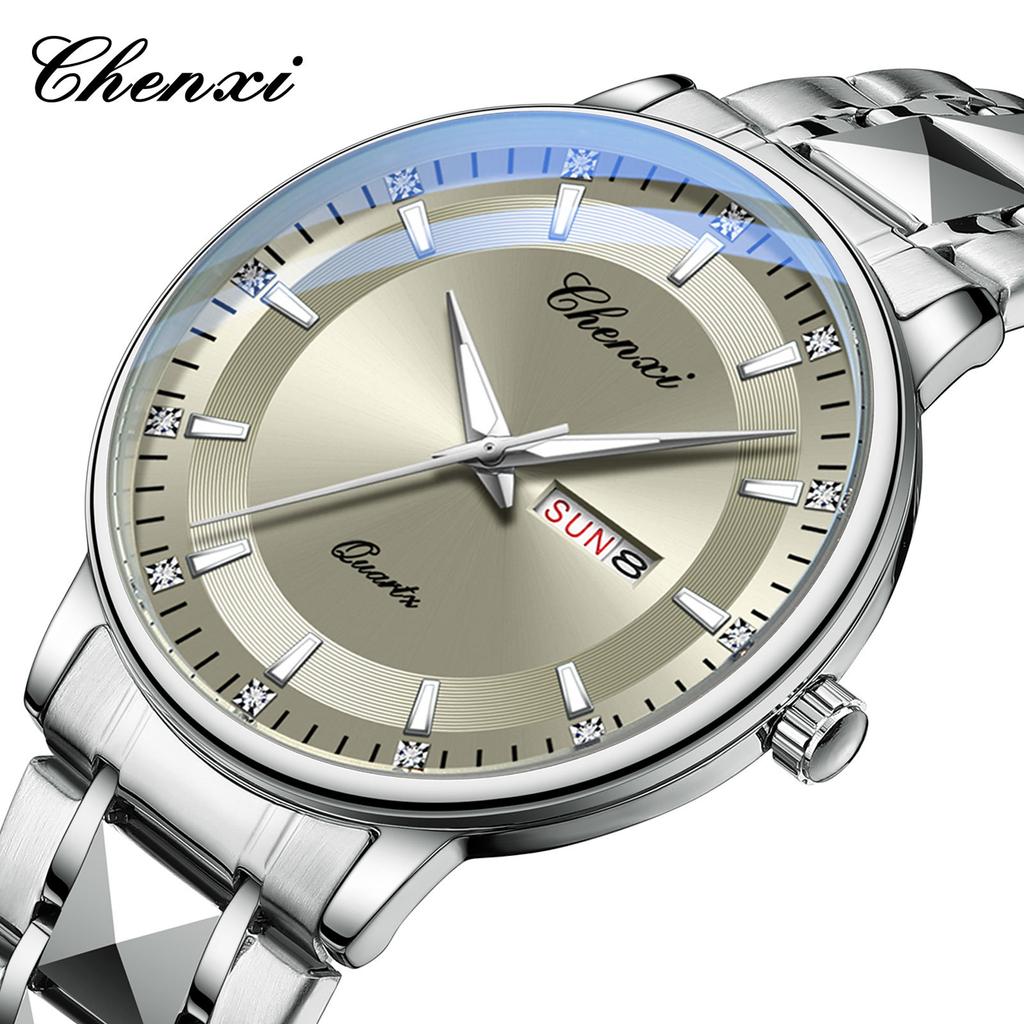 Men's Calendar Night Light Waterproof Watch Double Calendar Dial Fashionable Trendy Quartz Watch