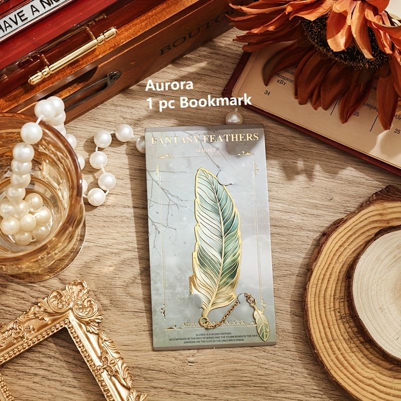 Vintage Feather Bronze Metal Bookmark with Chain Pendant - Perfect for Book Lovers and Writers