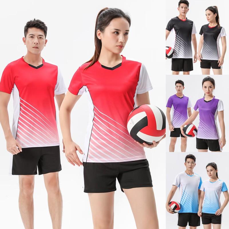 Men Women Short Sleeve Sports Shirts Quick Dry Breathable Volleyball Badminton Tennis Training