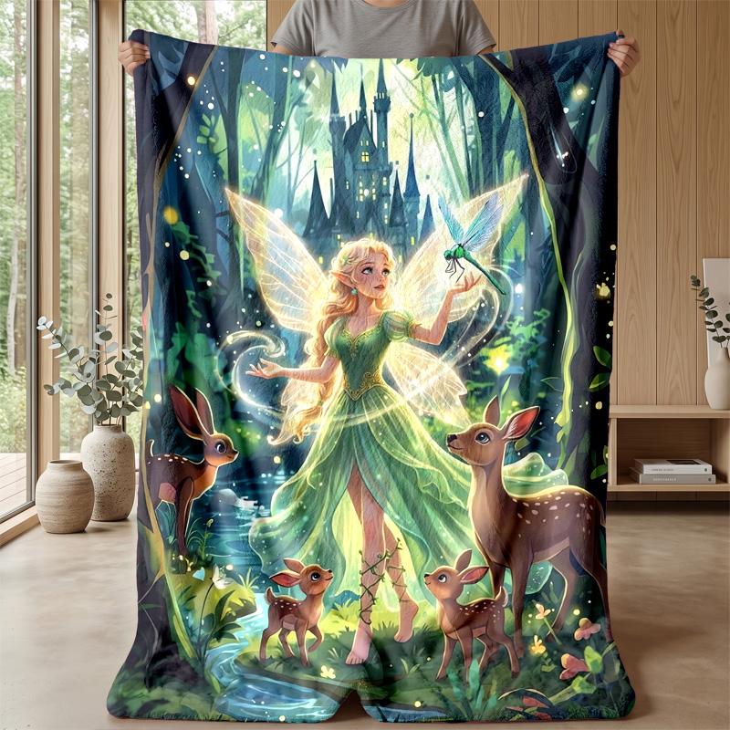 Fairy and Dragon Enchanted Night Theme blanket Lightweight Warm Flannel Blanket Decorative Throw Blanket for Home Decoration