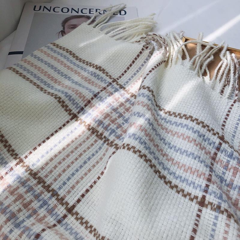 Plaid Pattern Polyester Scarf for Women - Cute Woven Shawl with Fringe, Weekend Casual, Inelastic, Hand Wash/Dry Clean, Warm & Stylish