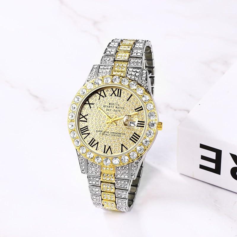 Часы мужские алмазные ромадзи аналоговые: календарь водонепроницаемые кварцевые часы простые Модные модные аксессуары - день рождения годовщина Рождество