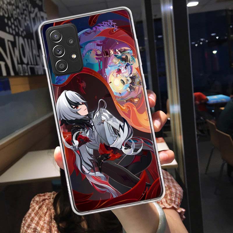 Чехол для телефона Arlecchino Genshin Impact для Samsung A54 A57 A37 A17 A14 A15 A12 A24 A34 A55 A35 A25 A52S A07 A05S A04S A22 A32 A72