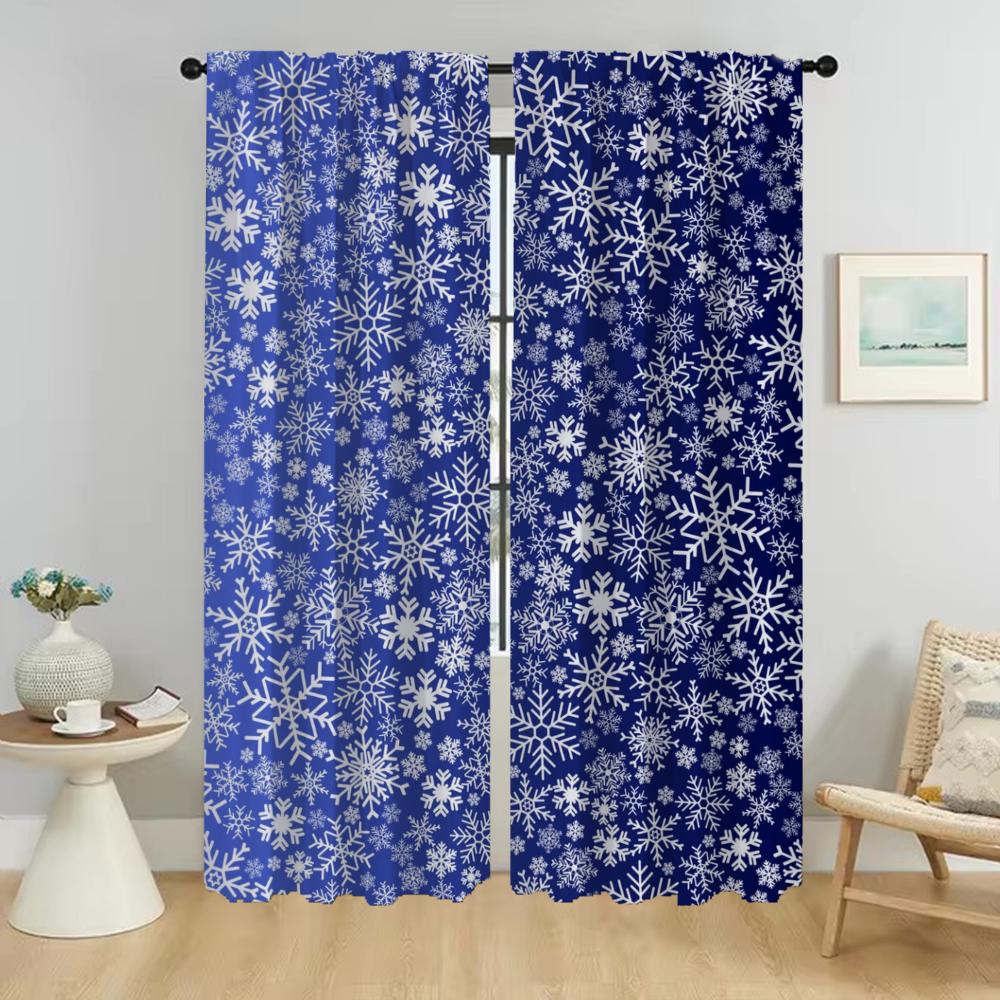Blackout Curtains for Living Room Cartoon Snowflake Window Curtain for Room 2 Panel Halloween Decoration Partition Shades Camera