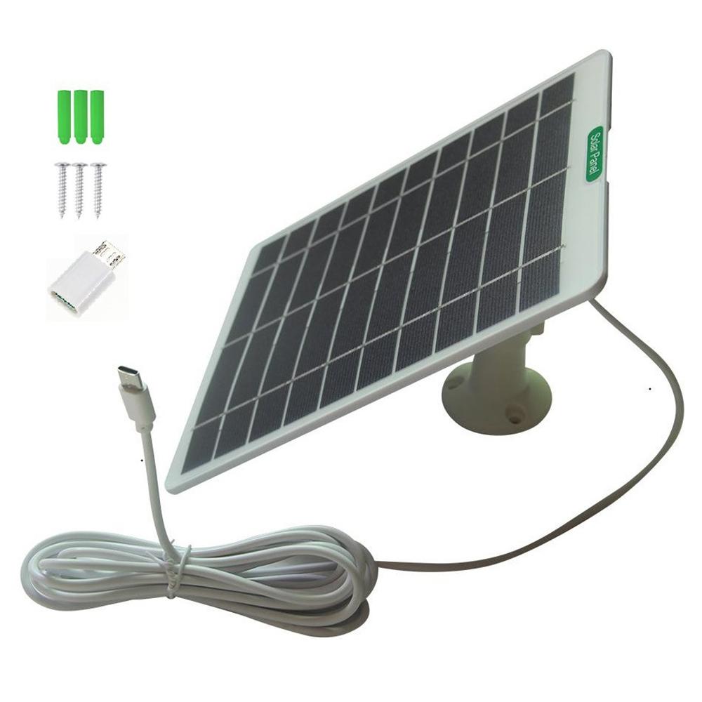 5W 5V Solar Charging Panel for Security Camera Doorbell Type-C Interface High Efficiency