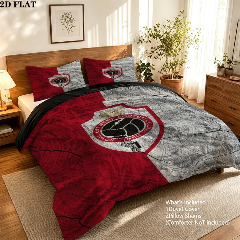 Royal Antwerp Fc Pattern Bedding uilt Set uilt Cover Pillowcase Home Decoration Birthday Gift (1 * duvet cover + 2 * pillowcase without core)