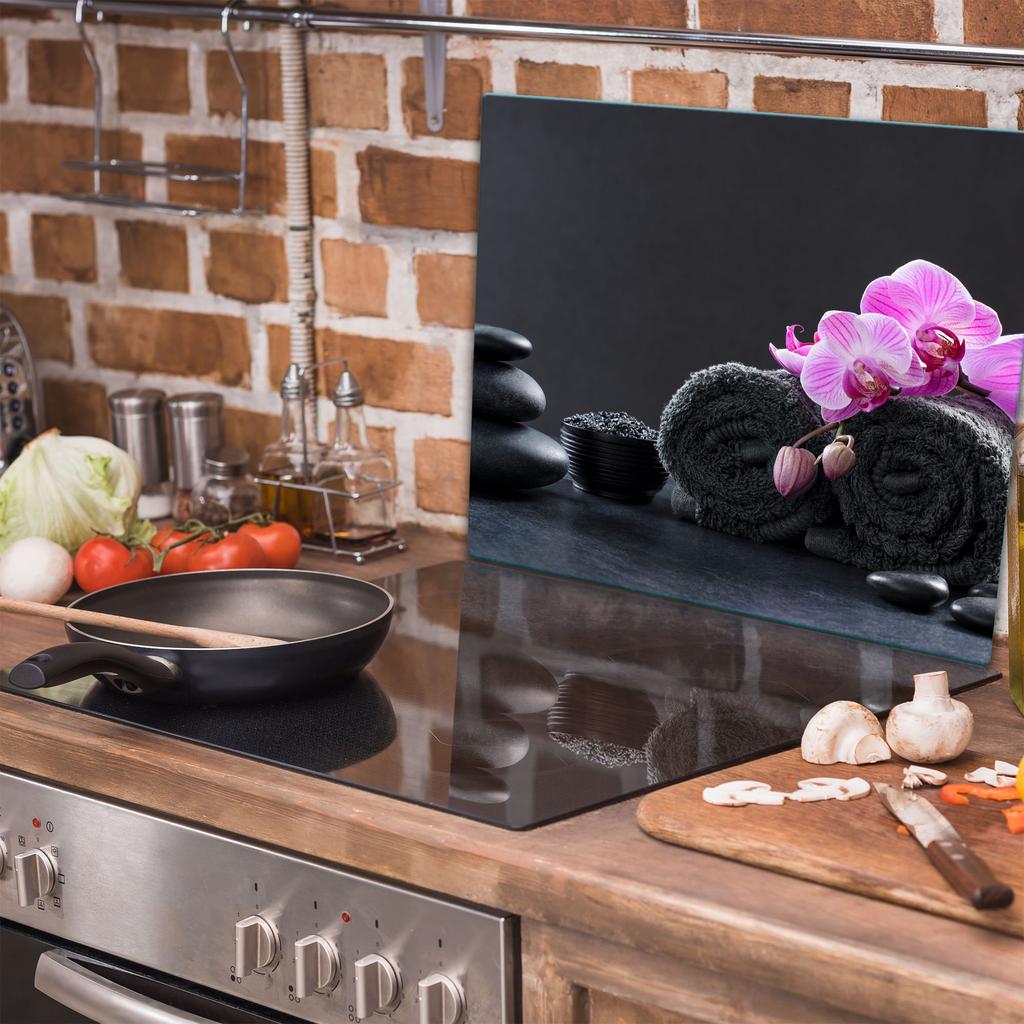 GLASS PROTECTIVE PLATE FOR STOVE 60x52 BLACK